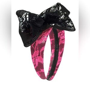 Neon pink and black lace headband 80’s costume, Madonna, punk Halloween costume
